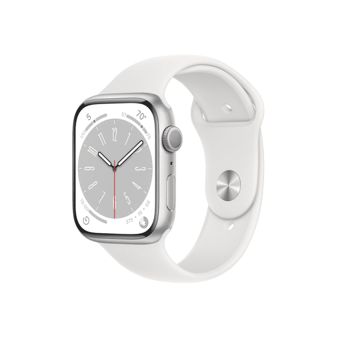 שעון חכם Apple WatchSeries 8 צבע שעון Silver Aluminum Case צבע רצועה White Sport Band